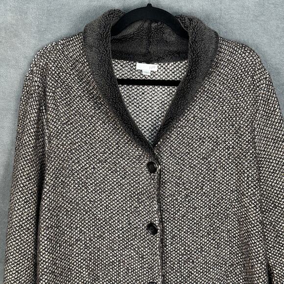J Jill Sweater Womens Medium Petite Gray Cardigan Jacket Preppy Career Academia - Picture 2 of 11